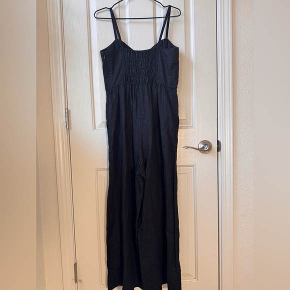 NWOT Madewell Sleeveless Wide-leg Jumpsuit in 100% Linen Front button Black Sz 2 - Picture 11 of 16